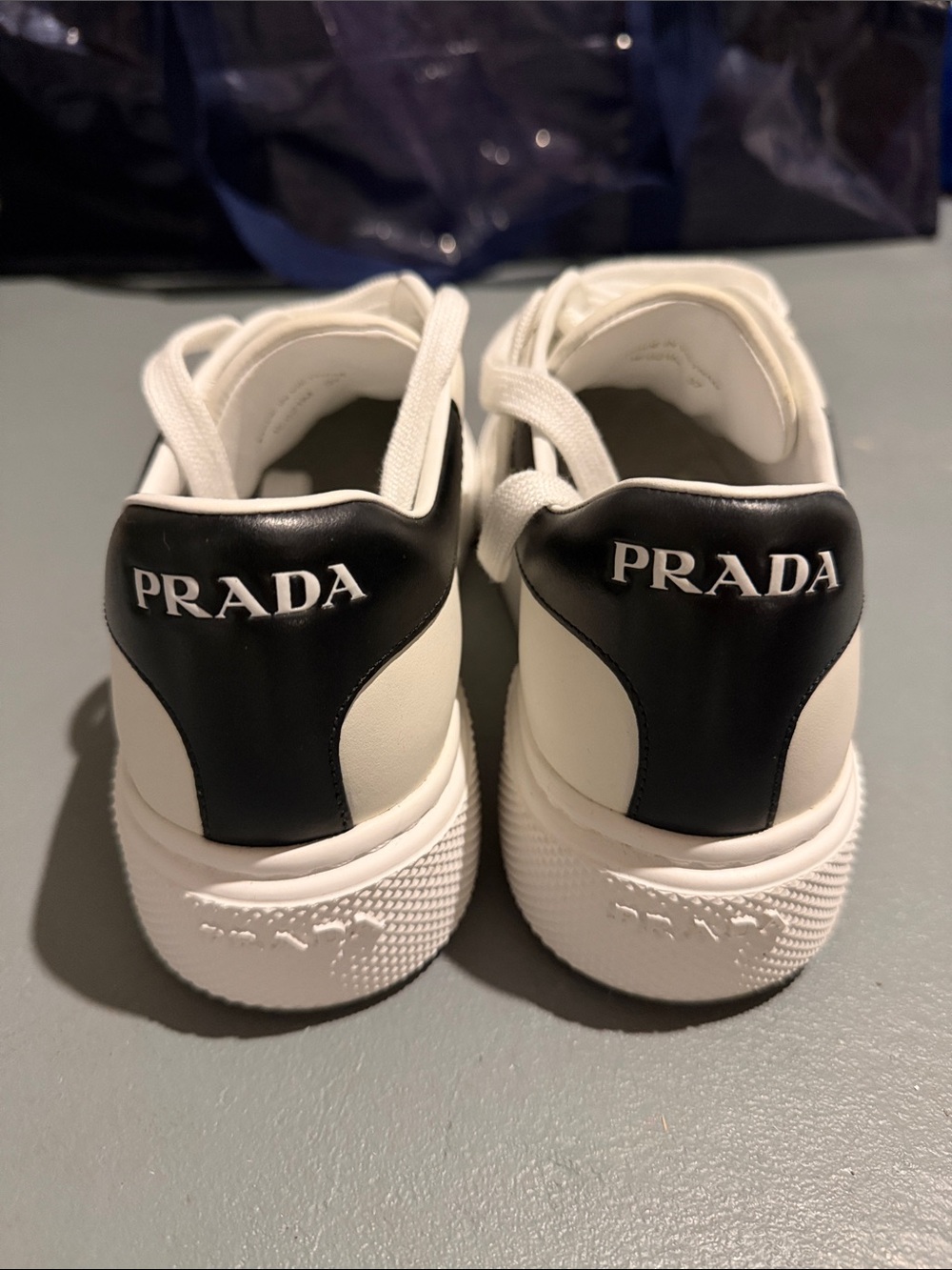 Prada White Low-Top Leather Sneakers - Picture 2 of 6